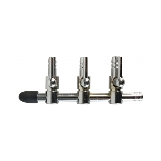 Aqua Nova NV-S3 Metall-Luftventil mit drei Ausgängen und einstellbarem Luftstrom. Luftverteiler für herkömmliche 4/6-mm-Aquarienschläuche zur Regulierung der Luftzufuhr bei Ausströmersteinen und luftbetriebenen Filtern.